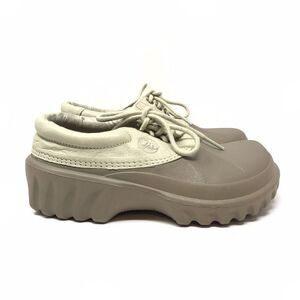 Crocs Axle All Terrain Beige Lace Up Duck Boat Clog Shoe Size 2 Boys Junior